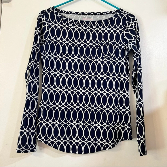 Lilly Pulitzer Tops - Lilly Pulitzer Printed Long Sleeve Tee T-Shirt Top Blue Prima Cotton XS
